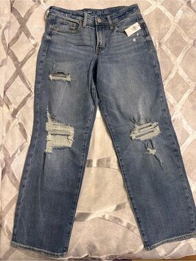 Old Navy High-Waisted OG Loose Ripped Jeans 2 Petite NWT